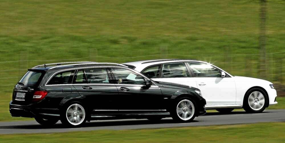 KONKURRENTER: Mercedes C-klasse er i samme liga som Audi A4, som den her kjører sammen med. Felles for begge: Dyrere enn ""folkemerkene"", men de gir også mer i kvalitetsfølelse og kjøreglede. FOTO: Egil Nordlien, HM Foto KONKURRENTER: Mercedes C-klasse er i samme liga som Audi A4, som den her kjører sammen med. Felles for begge: Dyrere enn ""folkemerkene"", men de gir også mer i kvalitetsfølelse og kjøreglede. FOTO: Egil Nordlien, HM Foto