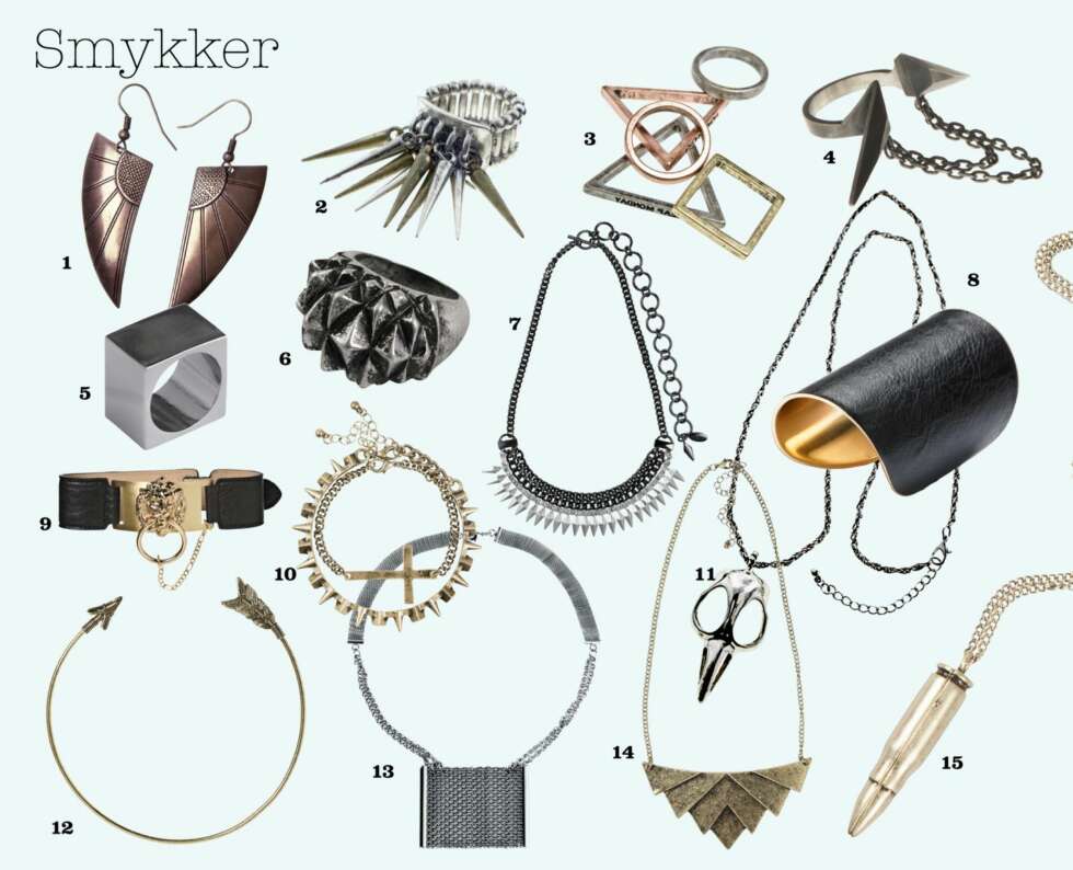 ROCKA SMYKKER: Mettaliske øyeskygger er veldig fint sammen med matte metallsmykker. Legger du litt highlighter på kinnbeina, er stilen komplett. ROCKA SMYKKER: Mettaliske øyeskygger er veldig fint sammen med matte metallsmykker. Legger du litt highlighter på kinnbeina, er stilen komplett.