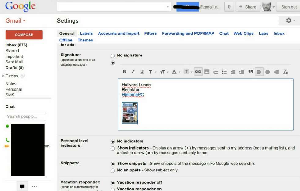 SPART TID: Ta deg tid til å lage en god signatur om du bruker Gmail. Da vet mottagerne hvor de finner deg. SPART TID: Ta deg tid til å lage en god signatur om du bruker Gmail. Da vet mottagerne hvor de finner deg.