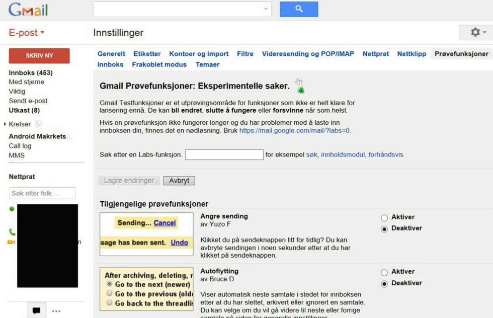 PRØV: Google og Gmail tester stadig ut nye funksjoner og tjenester. Du kan også få teste nye saker om du følger dette tipset. PRØV: Google og Gmail tester stadig ut nye funksjoner og tjenester. Du kan også få teste nye saker om du følger dette tipset.