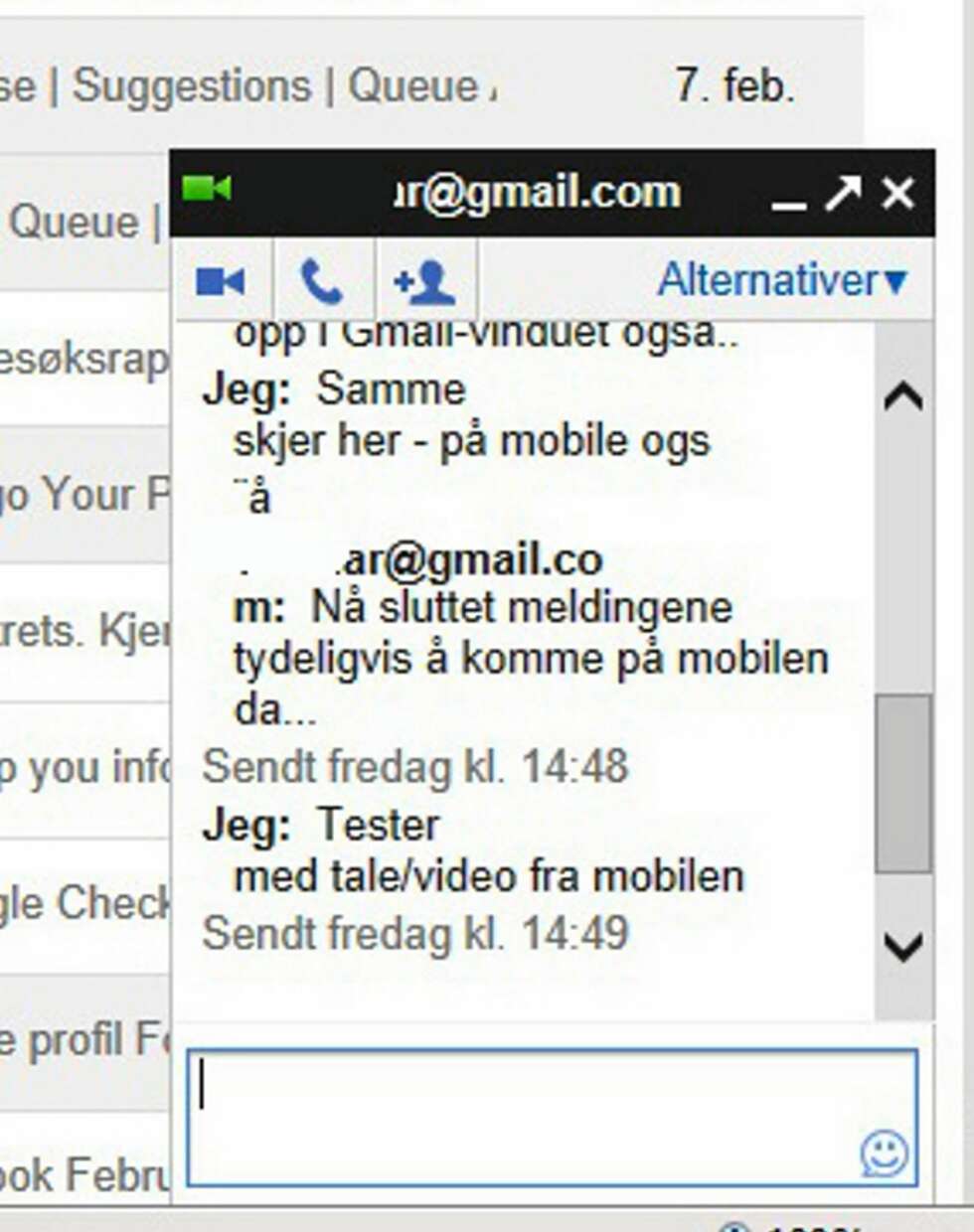 CHAT: Du kan både chatte, ringe og maile fra Gmail. CHAT: Du kan både chatte, ringe og maile fra Gmail.
