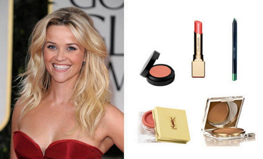 LYS OG VARME: YSL Creme de Blush, Makeup Store Ruby øyeskygge, Fake Bake Bronzy Babe Powder Compact, Clarins Rouge Prodige lipstick, Makeup Store Green Card eyeliner. LYS OG VARME: YSL Creme de Blush, Makeup Store Ruby øyeskygge, Fake Bake Bronzy Babe Powder Compact, Clarins Rouge Prodige lipstick, Makeup Store Green Card eyeliner.