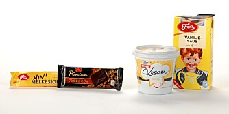 Melkesjokolade: 53 g karbohydrater
Premium 70 %: 31 g karbohydrater
Vaniljesaus: 15,5 g karbohydrater
Kesam Vanilje: 8,6 g karbohydrater Melkesjokolade: 53 g karbohydrater
Premium 70 %: 31 g karbohydrater
Vaniljesaus: 15,5 g karbohydrater
Kesam Vanilje: 8,6 g karbohydrater