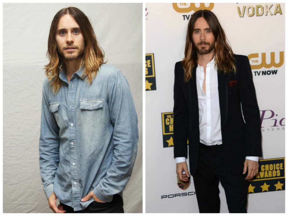 TRENDSETTER: Jared Leto er mer populær enn noengang. Ifølge Eirik Mogseth er han dessuten en kløpper på skjortestyling. Her ser du han i en avslappet denimskjorte (t.v) og en litt mer strigla type inni buksa. Leto har kneppet opp de øverste knappene på skjorta for å gjøre antrekket mindre formelt. TRENDSETTER: Jared Leto er mer populær enn noengang. Ifølge Eirik Mogseth er han dessuten en kløpper på skjortestyling. Her ser du han i en avslappet denimskjorte (t.v) og en litt mer strigla type inni buksa. Leto har kneppet opp de øverste knappene på skjorta for å gjøre antrekket mindre formelt.