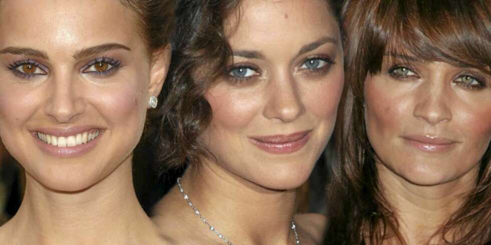 ØYENFARGE: Brunetter kan godt velge øyesminke etter øyenfargen. Natalie Portman får frem sine varmbrune øyne med en kjølig lillafarge. Marion Cotillards nydelige blå øyne kommer tydelig frem med varme bruntoner. Helena Christensen fremhever sine grønne øyne med burgunder og bruntoner. ØYENFARGE: Brunetter kan godt velge øyesminke etter øyenfargen. Natalie Portman får frem sine varmbrune øyne med en kjølig lillafarge. Marion Cotillards nydelige blå øyne kommer tydelig frem med varme bruntoner. Helena Christensen fremhever sine grønne øyne med burgunder og bruntoner.