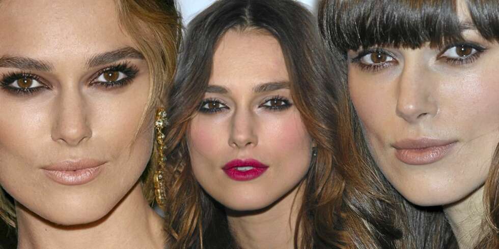 KEIRA: Bildet til venstre: Keira Knightley med sotede øyne. Skimrende bruntoner og svart er fint til dette. Nydelig i kombinasjon med bleke lepper. Bildet i midten: Med sterke lepper og frisk rouge er uttrykket helt nytt og annerledes. Øynene kan tones litt ned slik som her når munnen får så mye oppmerksomhet. Bildet til høyre: Diskrét eyeliner og naturlige lepper er nedtonet, men ikke kjedelig. KEIRA: Bildet til venstre: Keira Knightley med sotede øyne. Skimrende bruntoner og svart er fint til dette. Nydelig i kombinasjon med bleke lepper. Bildet i midten: Med sterke lepper og frisk rouge er uttrykket helt nytt og annerledes. Øynene kan tones litt ned slik som her når munnen får så mye oppmerksomhet. Bildet til høyre: Diskrét eyeliner og naturlige lepper er nedtonet, men ikke kjedelig.