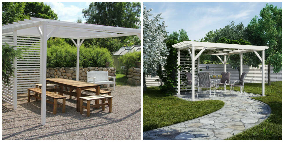 PERGOLA: Hageland selger dette pergola-settet ved navn ”Cecina” . PERGOLA: Hageland selger dette pergola-settet ved navn ”Cecina” .