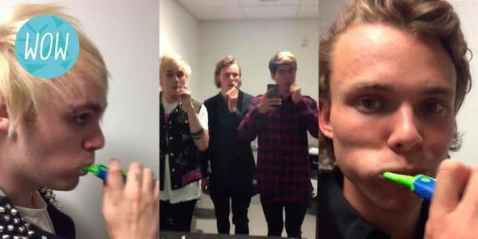 5SOS pusser tenner før konsert! 5SOS pusser tenner før konsert!