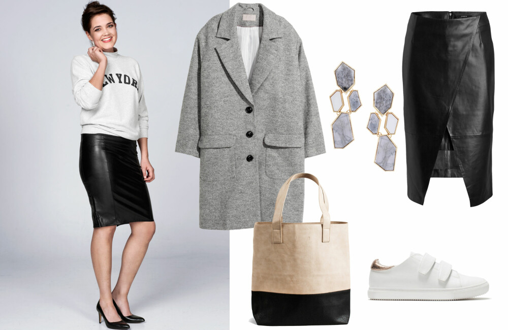 CHIC: Mariann har på seg genser fra Bik Bok, kr 299. Skjørt fra Bik Bok, kr 349. Sko fra Claks hos Shoe Lounge, kr 1395. Øredobber fra Lindex, kr 199. PLUKK: Kåpe fra H&M, kr 799. Veske fra Bik Bok, kr 299. Skjorte fra Fall Winter Spring Summer, kr 1250. Skinnskjørt fra Lindex kr 1799. Øredobber fra H&M, kr 70. Sneakers fra Zara, kr 799. CHIC: Mariann har på seg genser fra Bik Bok, kr 299. Skjørt fra Bik Bok, kr 349. Sko fra Claks hos Shoe Lounge, kr 1395. Øredobber fra Lindex, kr 199. PLUKK: Kåpe fra H&M, kr 799. Veske fra Bik Bok, kr 299. Skjorte fra Fall Winter Spring Summer, kr 1250. Skinnskjørt fra Lindex kr 1799. Øredobber fra H&M, kr 70. Sneakers fra Zara, kr 799.