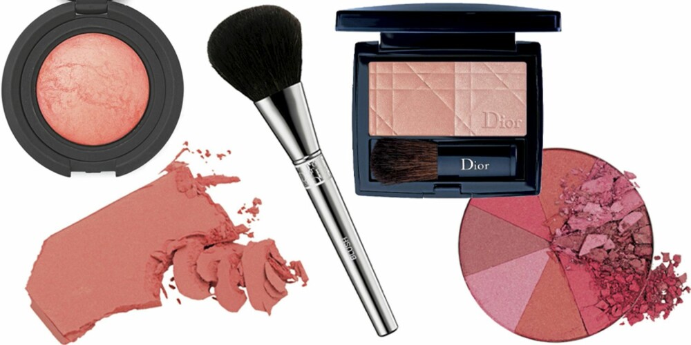 FRA VENSTRE: Nouba Blushon Bubble (kr 319), Shiseido Luminizing Satin face Colour nr. RD103 (kr 330), Dior Blush Brush (kr 345), Dior Glowing Color Powder Blush nr. 639 (kr 240), Gosh Mulitcolour Blush i fargen Pink Pie (kr 89). FRA VENSTRE: Nouba Blushon Bubble (kr 319), Shiseido Luminizing Satin face Colour nr. RD103 (kr 330), Dior Blush Brush (kr 345), Dior Glowing Color Powder Blush nr. 639 (kr 240), Gosh Mulitcolour Blush i fargen Pink Pie (kr 89).