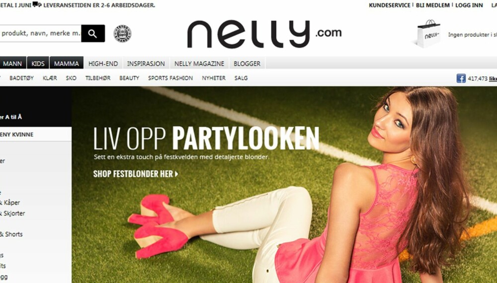 TEST AV NETTBUTIKKER: Test av Nelly.com sin nettbutikk. TEST AV NETTBUTIKKER: Test av Nelly.com sin nettbutikk.