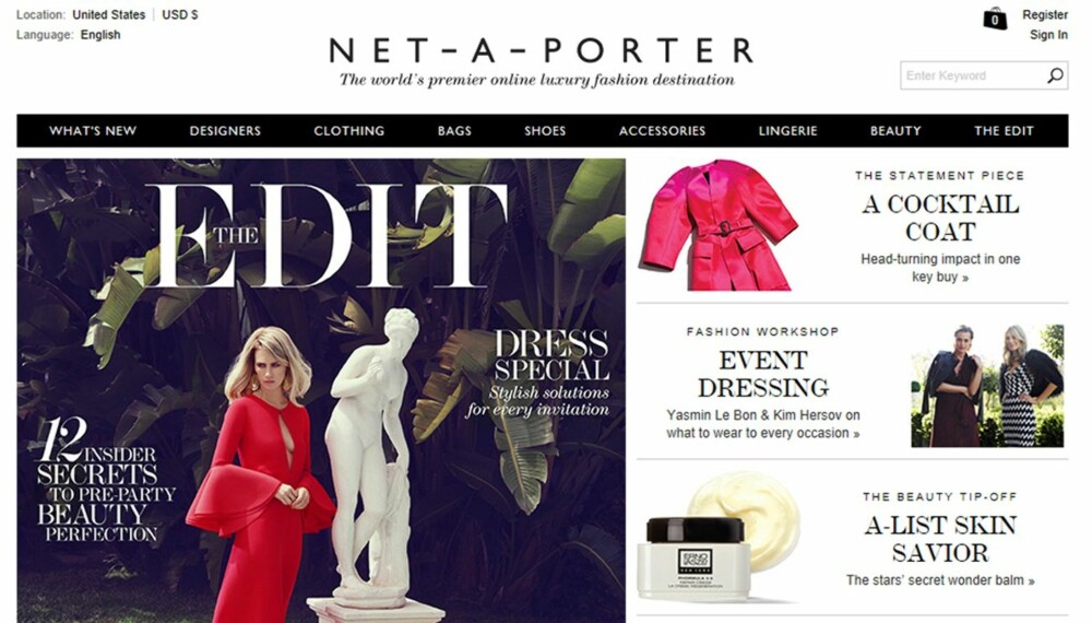 TEST AV NETTBUTIKKER: Test av Net-a-porter sin nettbutikk. TEST AV NETTBUTIKKER: Test av Net-a-porter sin nettbutikk.