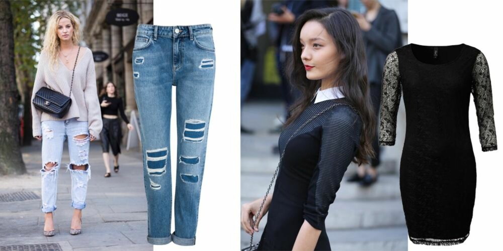 KLASSISKE FAVORITTER: Jeans til hverdags og kjole til fest. Bukse fra Cubus, kr 499. Kjole fra MQ, kr 499. KLASSISKE FAVORITTER: Jeans til hverdags og kjole til fest. Bukse fra Cubus, kr 499. Kjole fra MQ, kr 499.