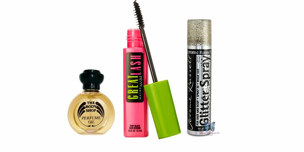 STAYEREVNE: Parfymeoljen fra Body Shop inntok badehyllene, og vi omfavnet Great Lash Mascara - som fortsatt er en av de beste vi vet om. Hårsprayen med glitter, derimot... STAYEREVNE: Parfymeoljen fra Body Shop inntok badehyllene, og vi omfavnet Great Lash Mascara - som fortsatt er en av de beste vi vet om. Hårsprayen med glitter, derimot...