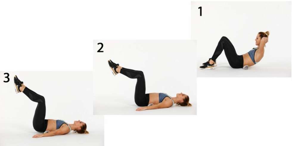 SITUPS + BEKKENLØFT: Tren kjernemuskulatur, med fokus på nedre del av magen. SITUPS + BEKKENLØFT: Tren kjernemuskulatur, med fokus på nedre del av magen.