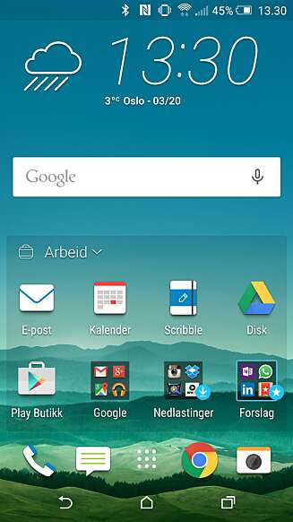 DYNAMISK: HTCs eget Android-skall, Sense 7, kommer med en praktisk widget som bytter ut apper basert på hvor du befinner deg. DYNAMISK: HTCs eget Android-skall, Sense 7, kommer med en praktisk widget som bytter ut apper basert på hvor du befinner deg.