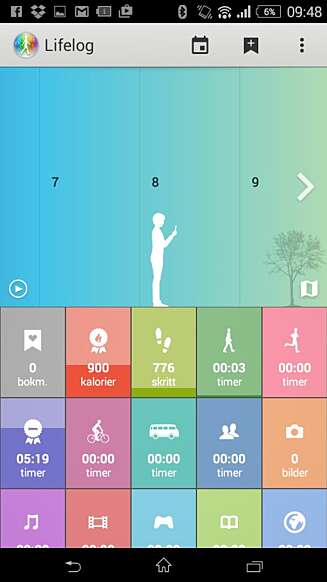 APP: Lifelog-appen til Sony logger alt du gjør i løpet av døgnet. Alt fra hvilke bilder du tar med mobilen til hvor mange skritt du tar. APP: Lifelog-appen til Sony logger alt du gjør i løpet av døgnet. Alt fra hvilke bilder du tar med mobilen til hvor mange skritt du tar.