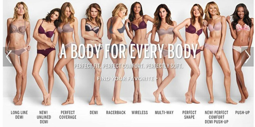 NYTT SLAGORD: Victoria's Secret har ikke offisielt kommet ut og sagt noe som helst om kampanjen, men har i det stille forandret ordbruken på sine nettsider. FOTO: Screenshot, Victoria's Secret NYTT SLAGORD: Victoria's Secret har ikke offisielt kommet ut og sagt noe som helst om kampanjen, men har i det stille forandret ordbruken på sine nettsider. FOTO: Screenshot, Victoria's Secret