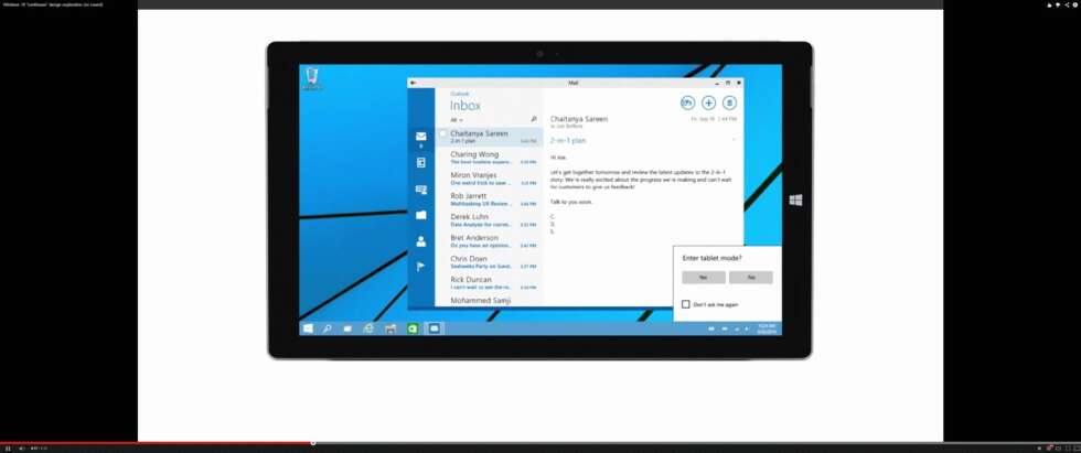 Continuum-funksjonen er enda ikke på plass i Windows 10, men skal gjøre det sømløst å bytte mellom touch-grensesnitt og vanlig skrivebord. Continuum-funksjonen er enda ikke på plass i Windows 10, men skal gjøre det sømløst å bytte mellom touch-grensesnitt og vanlig skrivebord.
