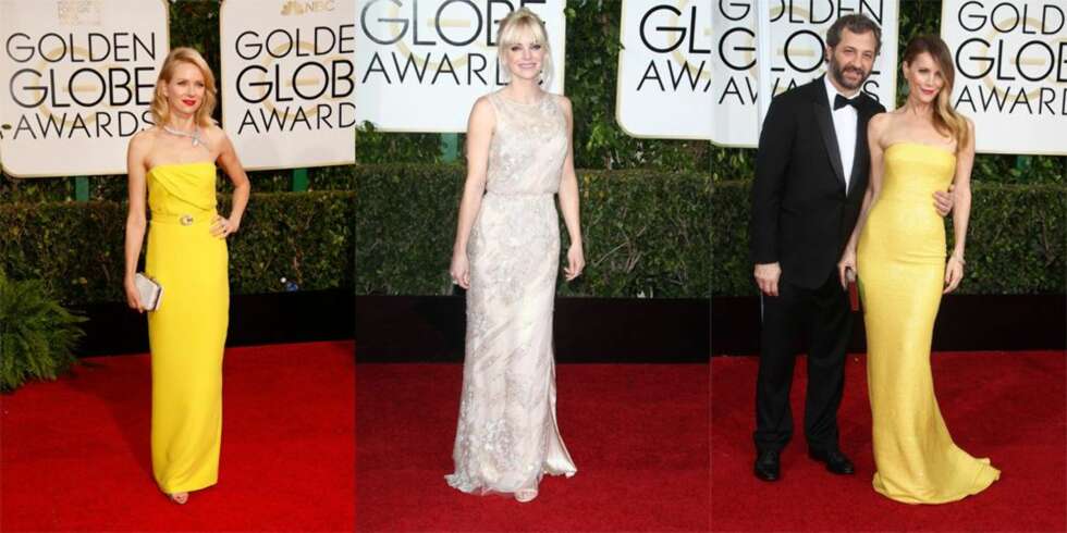GOLDEN GIRLS: Skuespillerne Naomi Watts, Anna Faris og Leslie Mann strålte fra topp til tå i gult og beige. GOLDEN GIRLS: Skuespillerne Naomi Watts, Anna Faris og Leslie Mann strålte fra topp til tå i gult og beige.