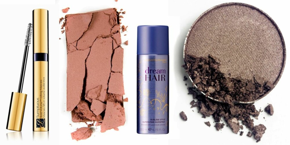 TIPS: Mange makeupartister bøyer maskarabørsten 45 grader får påføring. Her ser du maskara fra Estée Lauder, rouge fra Elizabeth Arden, hårspray fra Charles Worthington og øyenskygge fra Mac. TIPS: Mange makeupartister bøyer maskarabørsten 45 grader får påføring. Her ser du maskara fra Estée Lauder, rouge fra Elizabeth Arden, hårspray fra Charles Worthington og øyenskygge fra Mac.