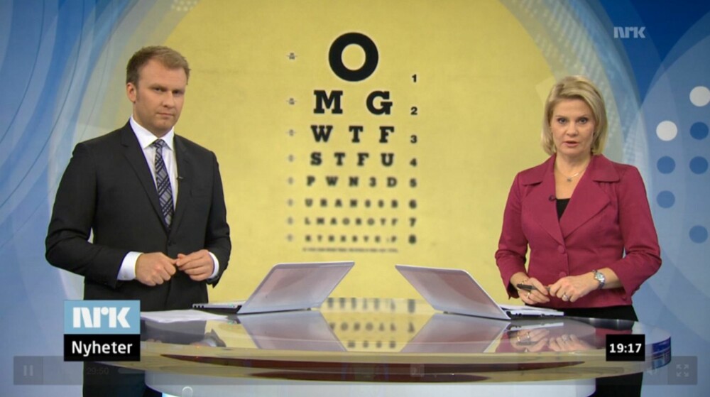 TABBE: NRKs synstest var hyppig kommentert på Twitter etter sending. TABBE: NRKs synstest var hyppig kommentert på Twitter etter sending.