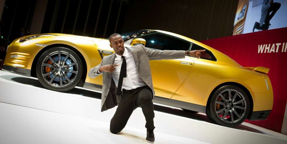 RASK: 22. november-2. desember er det online-auksjon på eBay på en Nissan GT-R ""Bolt Gold"". Inntekten går til ""Usain Bolt Foundation"". FOTO: Nissan RASK: 22. november-2. desember er det online-auksjon på eBay på en Nissan GT-R ""Bolt Gold"". Inntekten går til ""Usain Bolt Foundation"". FOTO: Nissan