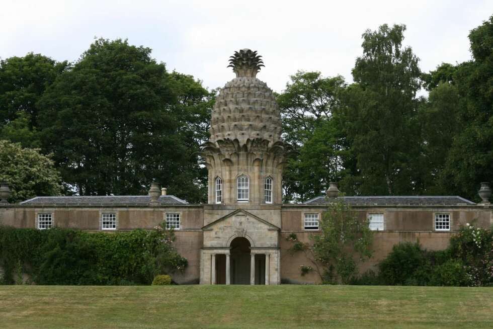 ANANAS: Det ble bygget egne hus for å dyrke fram ananas i Europa. Dette er The Dunmore Pineapple i Scotland. ANANAS: Det ble bygget egne hus for å dyrke fram ananas i Europa. Dette er The Dunmore Pineapple i Scotland.