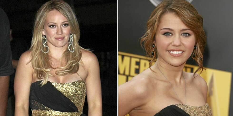 SAMME SMAK: Hilary Duff og Miley Cyrus. SAMME SMAK: Hilary Duff og Miley Cyrus.