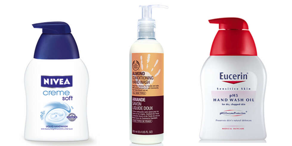 HÅNDSÅPER: Nivea Creme Soft, The Body Shop Almond Conditioning Hand Wash, Eucerin pH5 Hand Wash Oil. HÅNDSÅPER: Nivea Creme Soft, The Body Shop Almond Conditioning Hand Wash, Eucerin pH5 Hand Wash Oil.