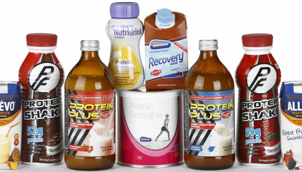 PROTEINDRIKK: Ernæringsfysiologen har evaluert næringsinnholdet i ni proteindrikker for DinKost og ShapeUp. PROTEINDRIKK: Ernæringsfysiologen har evaluert næringsinnholdet i ni proteindrikker for DinKost og ShapeUp.