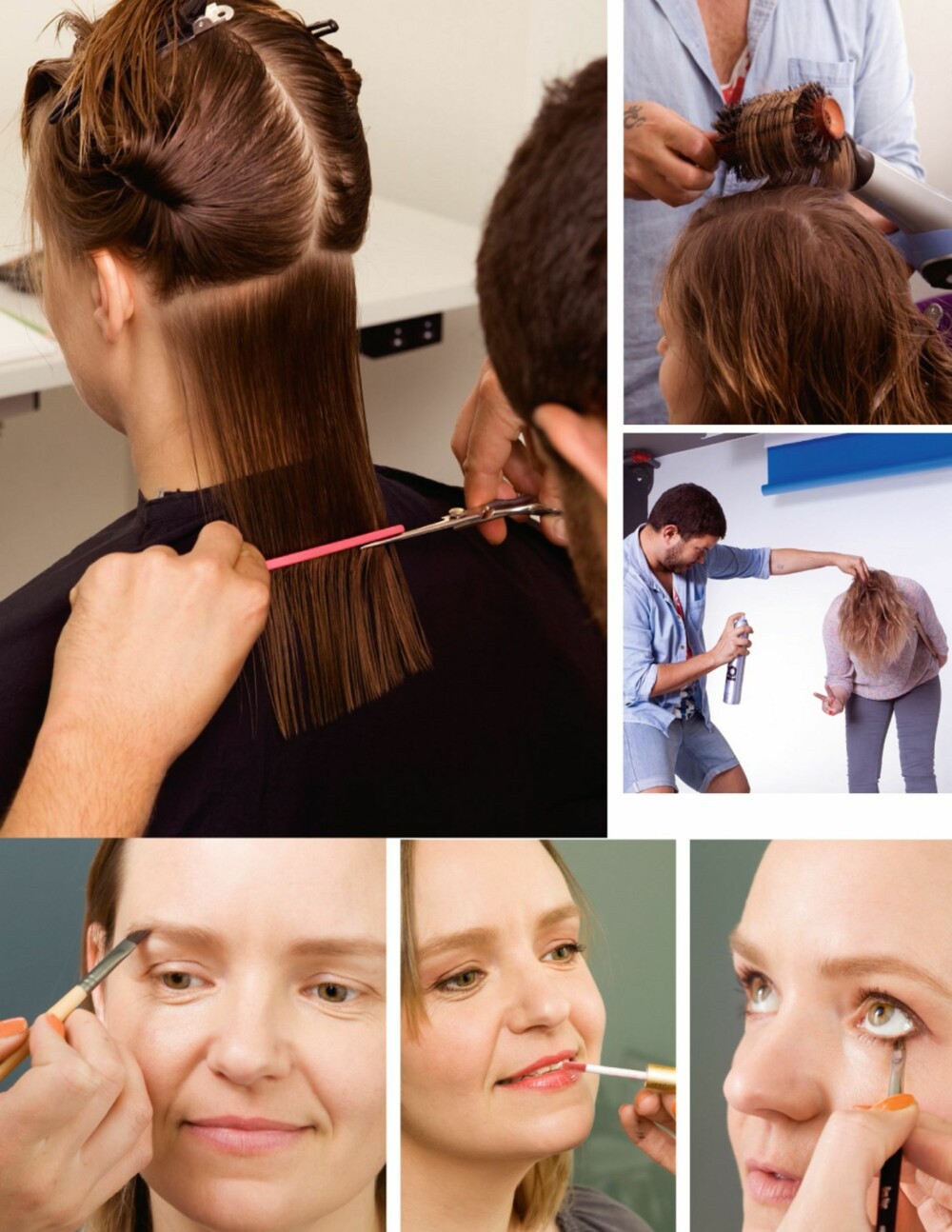 HÅR OG MAKEUP: Audrey lot det stå til, og frisøren fikk klippe ganske mye. For å få mer volum, sprayet frisør Eirik håret til Audrey med hårlakk mens hun sto foroverbøyd. Sminken til slutt. Øyenbryn er viktig for ansiktets helhetsinntrykk. Fargen heter Irresistible (fra Jane Iredale) og er naturlig korallfarget. Når øynene er markert med blyant, er det viktig å duse ut med en myk pensel. HÅR OG MAKEUP: Audrey lot det stå til, og frisøren fikk klippe ganske mye. For å få mer volum, sprayet frisør Eirik håret til Audrey med hårlakk mens hun sto foroverbøyd. Sminken til slutt. Øyenbryn er viktig for ansiktets helhetsinntrykk. Fargen heter Irresistible (fra Jane Iredale) og er naturlig korallfarget. Når øynene er markert med blyant, er det viktig å duse ut med en myk pensel.