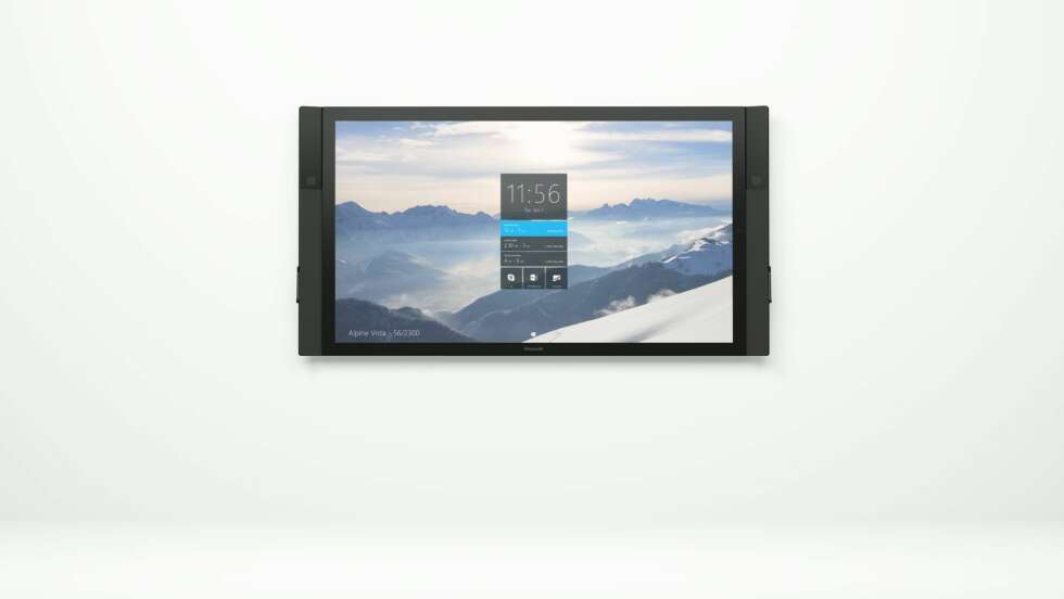 KONTORSKJERM: Microsoft Surface Hub skal gjøre livet lettere for alle møtedeltagere. KONTORSKJERM: Microsoft Surface Hub skal gjøre livet lettere for alle møtedeltagere.