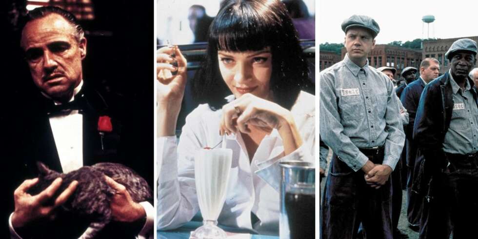 FAVORITTER: Gudfaren, Pulp Fiction og Frihetens regn er på topp ti-lista. Hvilken er din favoritt? FAVORITTER: Gudfaren, Pulp Fiction og Frihetens regn er på topp ti-lista. Hvilken er din favoritt?