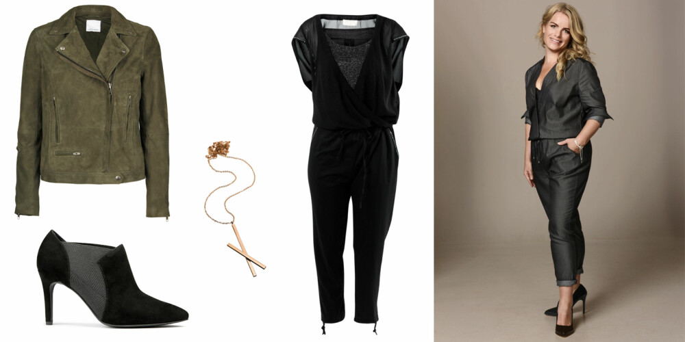 HVERDAGSFIN: Jenny har på seg: Buksedress fra Custommade, kr 1800. Armbånd fra Pilgrim, kr 350. Sko fra Bianco, kr 600. Plukk: Jumpsuit fra Barfota, kr 1400. Smykke fra Edblad, kr 250. Skinnjakke fra Samsøe & Samsøe, kr 3500. Sko fra Eurosko, kr 600. HVERDAGSFIN: Jenny har på seg: Buksedress fra Custommade, kr 1800. Armbånd fra Pilgrim, kr 350. Sko fra Bianco, kr 600. Plukk: Jumpsuit fra Barfota, kr 1400. Smykke fra Edblad, kr 250. Skinnjakke fra Samsøe & Samsøe, kr 3500. Sko fra Eurosko, kr 600.