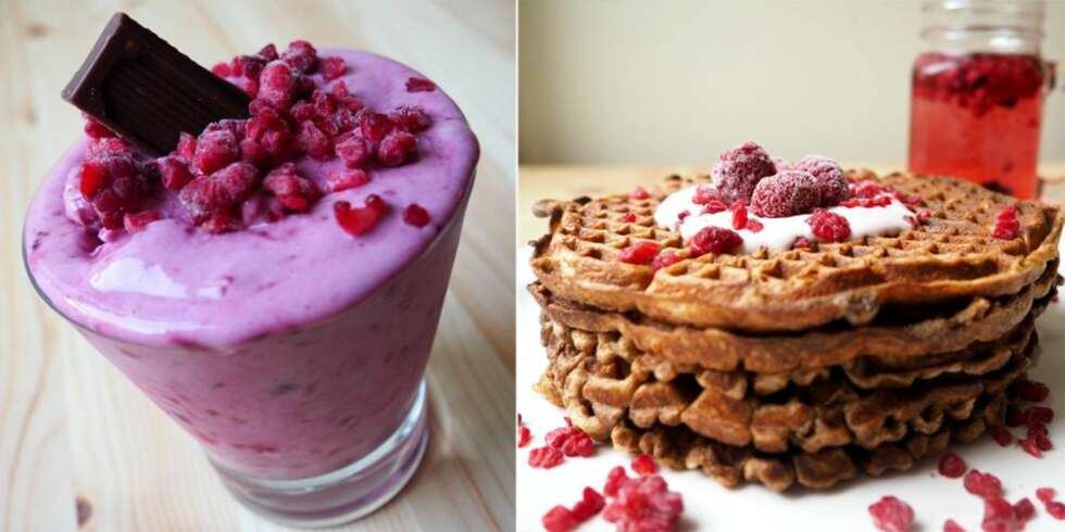 SUNN MAT: Frozen yoghurt med mørk sjokolade og proteinvafler er blant mine sunne favorittretter. SUNN MAT: Frozen yoghurt med mørk sjokolade og proteinvafler er blant mine sunne favorittretter.