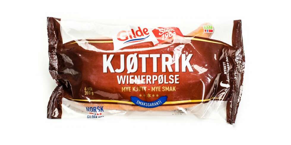 TEST AV WIENERPØLSER: Gilde kjøttrik wienerpølse. TEST AV WIENERPØLSER: Gilde kjøttrik wienerpølse.