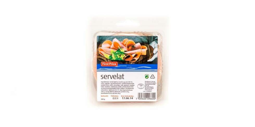 TEST AV SERVELAT: First Price servelat. TEST AV SERVELAT: First Price servelat.