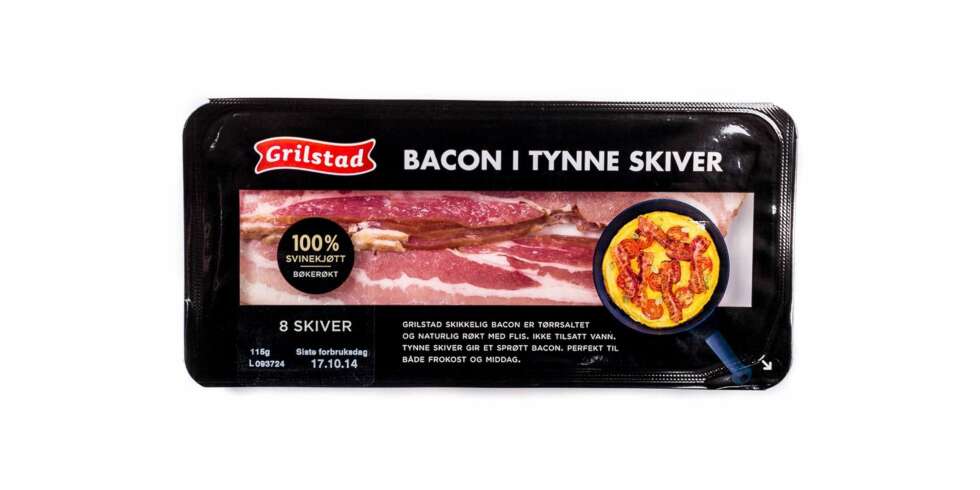 TEST AV BACON: Grilstad bacon i tynne skiver. TEST AV BACON: Grilstad bacon i tynne skiver.