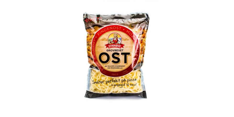 TEST AV PIZZAOST: Synnøve grovrevet pizzaost av gulost, findenost og mozzarella TEST AV PIZZAOST: Synnøve grovrevet pizzaost av gulost, findenost og mozzarella