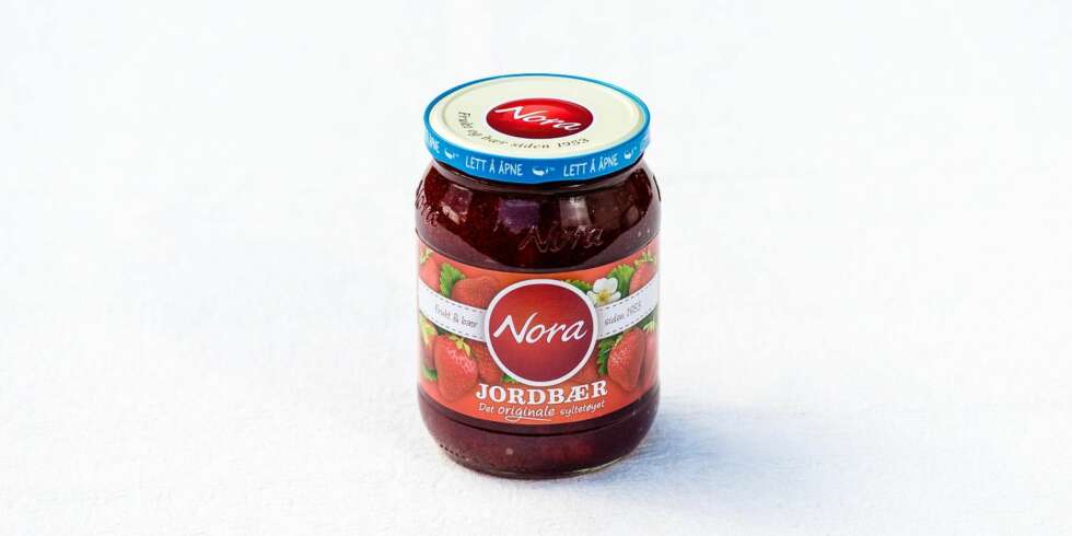 TEST AV JORDBÆRSYLTETØY: Nora jordbærsyltetøy original TEST AV JORDBÆRSYLTETØY: Nora jordbærsyltetøy original