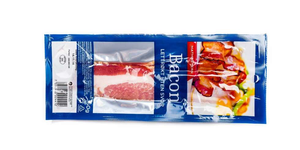 TEST AV BACON: Matmestern lettrøkt bacon uten svor. TEST AV BACON: Matmestern lettrøkt bacon uten svor.