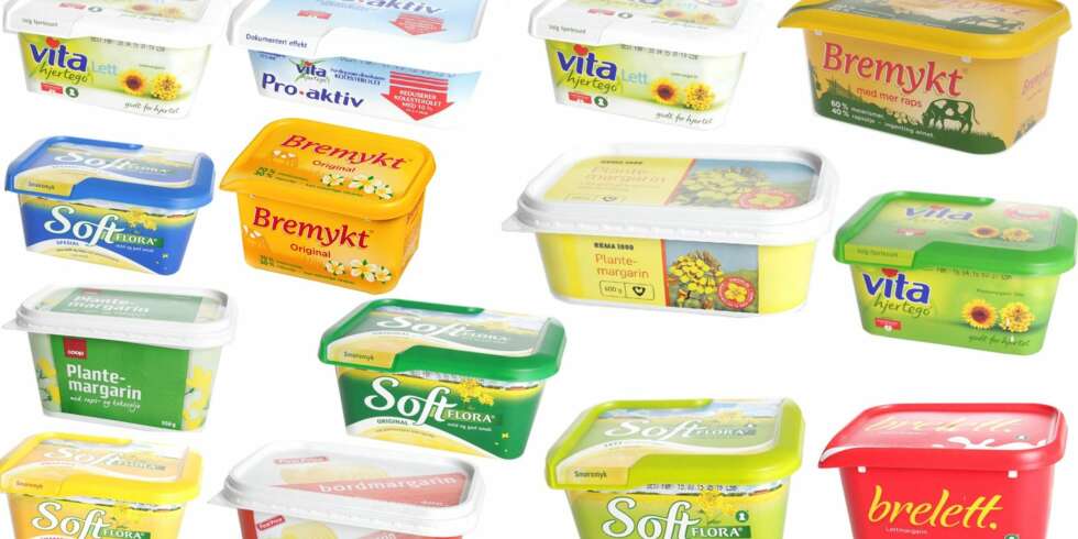 13 TYPER: Stort sprik i smaksvurderingen av 13 typer margarin. De med god smørsmak kommer best ut av det. FOTO: Øyvind Lie 13 TYPER: Stort sprik i smaksvurderingen av 13 typer margarin. De med god smørsmak kommer best ut av det. FOTO: Øyvind Lie