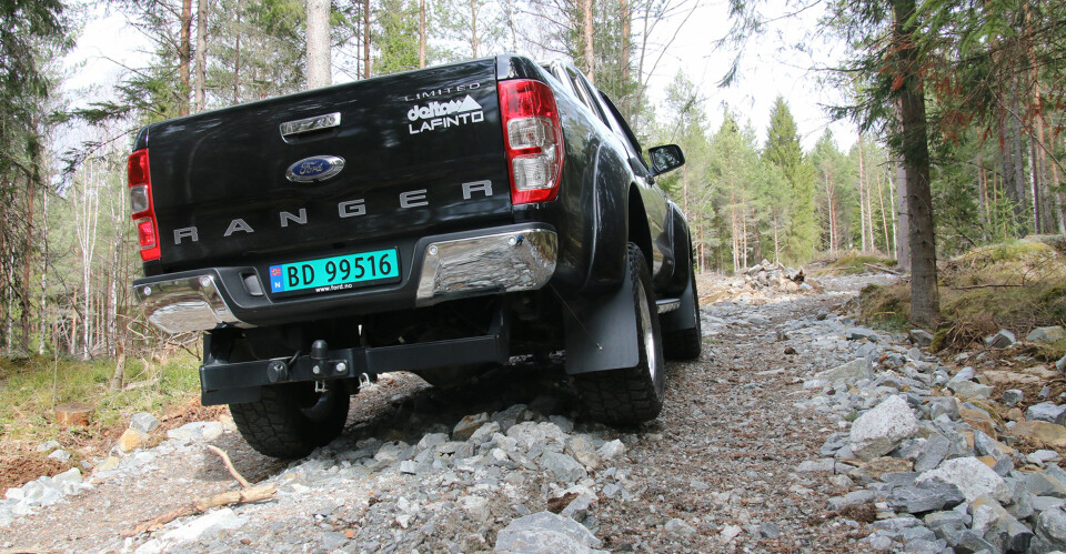 DELTA:Understellet er orginalt, men Ranger Delta er hevet 100 mm mellom karosseri og ramme. Foto: Martin Jansen DELTA:Understellet er orginalt, men Ranger Delta er hevet 100 mm mellom karosseri og ramme. Foto: Martin Jansen