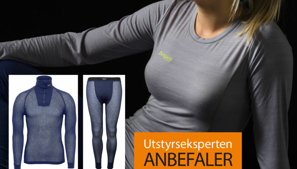 ANBEFALT: Vår ekspert anbefaler nettingundertøy fra Brynje og Aclima. Brynje Super Thermo Zip Polo og Longs er klassikere i polyprpylene. Den tynne ulltrøyen på hovedbildet er Bergan Soleie til cirka 550 kroner. Denne finnes også som T-skjorte. ANBEFALT: Vår ekspert anbefaler nettingundertøy fra Brynje og Aclima. Brynje Super Thermo Zip Polo og Longs er klassikere i polyprpylene. Den tynne ulltrøyen på hovedbildet er Bergan Soleie til cirka 550 kroner. Denne finnes også som T-skjorte.