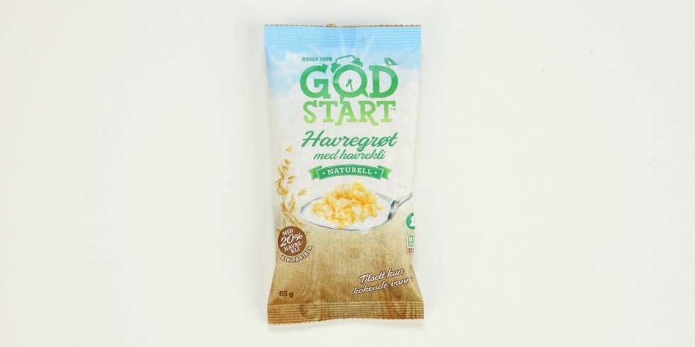 Rema 1000 God start havregrøt med havrekli
Produsent: Stangeland Mølle AS/Rema 1000
Pris: Kr 7
Mengde tørrvare: 65 g
Næringsinnhold pr. porsjon:
Energi: 243 kcal
Fett/hvorav mettet: 5,2/1 g
Karbohydrater: 37,7 g
Hvorav sukkerarter: 0,7 g
Protein: 8,5 g
Kostfiber: 5,8 g
Salt: 0 g
Tilsatt sukker: Nei
Andel havre: 100 %
Inneholder kun havregryn og havrekli og vil kanskje kreve noe tilsetning for å falle i smak? Lite sukker, ikke noe tilsatt sukker, og inneholder bra med protein og fiber. Uten salt.
Terningkast: 6 *** Local Caption *** Rema 1000 God start havregrøt med havrekli
Produsent: Stangeland Mølle AS/Rema 1000
Pris: Kr 7
Mengde tørrvare: 65 g
Næringsinnhold pr. porsjon:
Energi: 243 kcal
Fett/hvorav mettet: 5,2/1 g
Karbohydrater: 37,7 g
Hvorav sukkerarter: 0,7 g
Protein: 8,5 g
Kostfiber: 5,8 g
Salt: 0 g
Tilsatt sukker: Nei
Andel havre: 100 %
Inneholder kun havregryn og havrekli og vil kanskje kreve noe tilsetning for å falle i smak? Lite sukker, ikke noe tilsatt sukker, og inneholder bra med protein og fiber. Uten salt.
Terningkast: 6
---------------------------
Oslo/studio 20170306;
Shape-Up
Hjemmet
Klikk.no
Tester
Havre
Havreblandinger
Oslo/studio 06032017;
Shape-Up
Hjemmet
Klikk.no
Tester
Havre
Havreblandinger Rema 1000 God start havregrøt med havrekli
Produsent: Stangeland Mølle AS/Rema 1000
Pris: Kr 7
Mengde tørrvare: 65 g
Næringsinnhold pr. porsjon:
Energi: 243 kcal
Fett/hvorav mettet: 5,2/1 g
Karbohydrater: 37,7 g
Hvorav sukkerarter: 0,7 g
Protein: 8,5 g
Kostfiber: 5,8 g
Salt: 0 g
Tilsatt sukker: Nei
Andel havre: 100 %
Inneholder kun havregryn og havrekli og vil kanskje kreve noe tilsetning for å falle i smak? Lite sukker, ikke noe tilsatt sukker, og inneholder bra med protein og fiber. Uten salt.
Terningkast: 6 *** Local Caption *** Rema 1000 God start havregrøt med havrekli
Produsent: Stangeland Mølle AS/Rema 1000
Pris: Kr 7
Mengde tørrvare: 65 g
Næringsinnhold pr. porsjon:
Energi: 243 kcal
Fett/hvorav mettet: 5,2/1 g
Karbohydrater: 37,7 g
Hvorav sukkerarter: 0,7 g
Protein: 8,5 g
Kostfiber: 5,8 g
Salt: 0 g
Tilsatt sukker: Nei
Andel havre: 100 %
Inneholder kun havregryn og havrekli og vil kanskje kreve noe tilsetning for å falle i smak? Lite sukker, ikke noe tilsatt sukker, og inneholder bra med protein og fiber. Uten salt.
Terningkast: 6
---------------------------
Oslo/studio 20170306;
Shape-Up
Hjemmet
Klikk.no
Tester
Havre
Havreblandinger
Oslo/studio 06032017;
Shape-Up
Hjemmet
Klikk.no
Tester
Havre
Havreblandinger