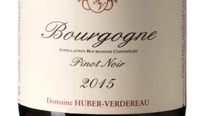 GODT KJØP: Huber Verdereau Bourgogne Pinot Noir Cuvée Vinarius 2015. Foto: Vinmonopolet GODT KJØP: Huber Verdereau Bourgogne Pinot Noir Cuvée Vinarius 2015. Foto: Vinmonopolet