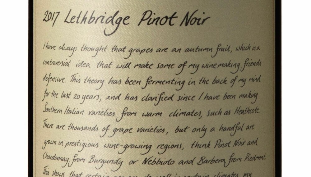 GODT KJØP: Lethbridge Pinot Noir 2017. GODT KJØP: Lethbridge Pinot Noir 2017.