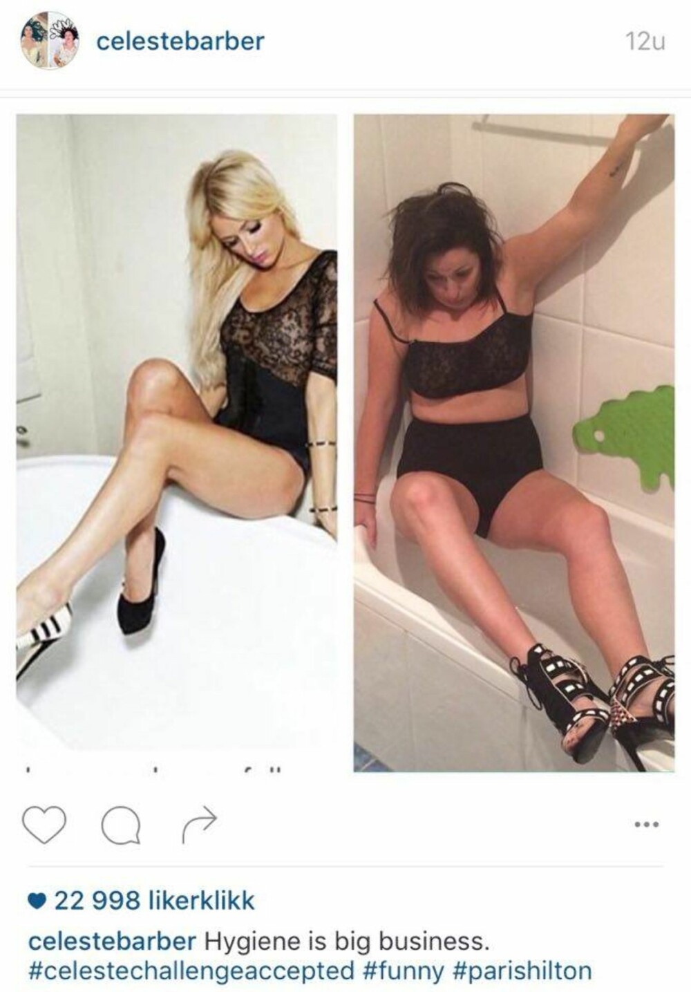 BADEKAR: Å balansere på badekarkanten er en kunst Paris Hilton ser ut til å mestre perfekt. Men hvor lett er det, egentlig? Celeste tester. BADEKAR: Å balansere på badekarkanten er en kunst Paris Hilton ser ut til å mestre perfekt. Men hvor lett er det, egentlig? Celeste tester.