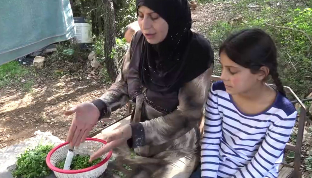 NY HVERDAG: Ti år gamle Bara'a hjelper moren sin å lage molokhiya. - Hadde dette vært i Syria ville jeg tilsatt et halvt kilo kjøtt til maten. Nå må vi klare oss med buljong, forklarer moren.